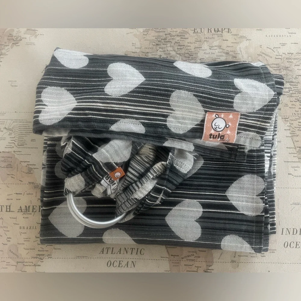 Tula Woven Wrap w Rings Heart Pattern Grays - Picture 1 of 8